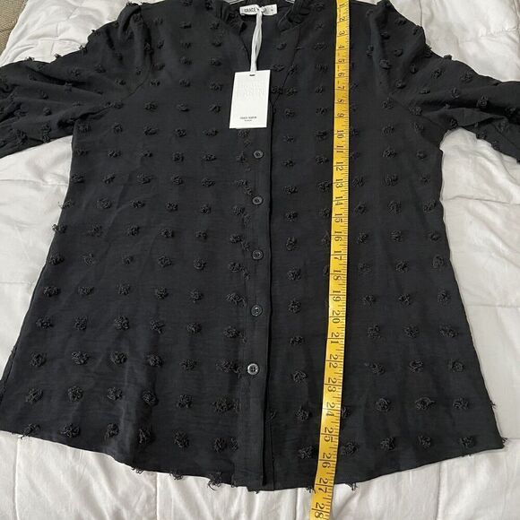 Grace Karin Swiss Dot Blouse Women’s Size Small Black Long Sleeve Ruffle… - Picture 5 of 9